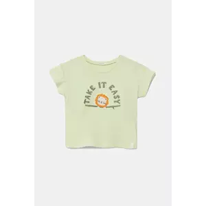 United Colors of Benetton tricou din bumbac pentru bebelusi culoarea verde, cu imprimeu, 3096A106D imagine