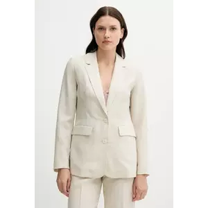 United Colors of Benetton blazer din amestec de in culoarea bej, un singur rand de nasturi, uni, 25BVDW036 imagine