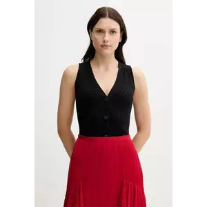Sisley vestă cu amestec de in culoarea negru, 105GM602J imagine