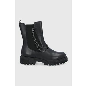 Wojas Ghete Chelsea de piele femei, culoarea negru, cu toc plat imagine