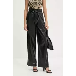Nanushka pantaloni SATO femei, culoarea negru, drept, high waist, NW24PFOW10151 imagine