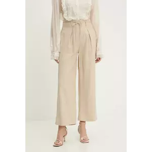 Answear Lab pantaloni culoarea bej, lat, high waist imagine