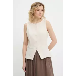 Answear Lab vestă din bumbac culoarea bej, un singur rand de nasturi imagine