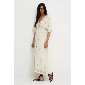 Answear Lab rochie din in culoarea bej, maxi, evazată imagine