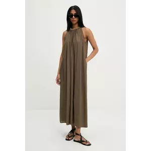 Answear Lab rochie din in culoarea verde, maxi, evazată imagine