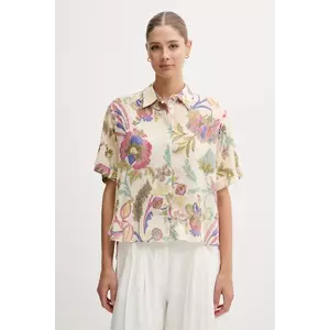 Pedro del Hierro cămașă din bumbac culoarea bej, cu guler clasic, relaxed, 7659070 imagine