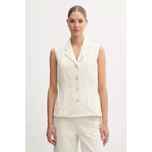 Pedro del Hierro vestă din bumbac culoarea bej, un singur rând de nasturi, 7659082 imagine
