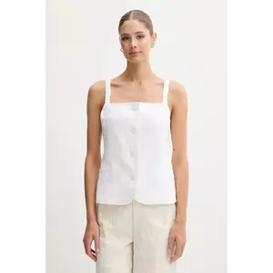 Pedro del Hierro bluză din in culoarea alb, uni, 7659073 imagine