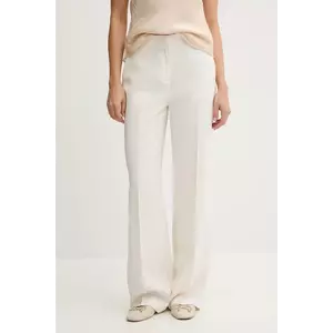 Sisley pantaloni culoarea bej, drept, high waist, 470YLF02I imagine