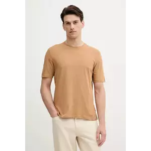 Sisley tricou din amestec de in culoarea maro, uni, 3D8FS104L imagine