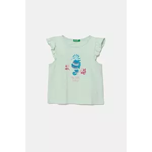 United Colors of Benetton tricou de bumbac pentru copii culoarea turcoaz, 3I1XG10JK imagine