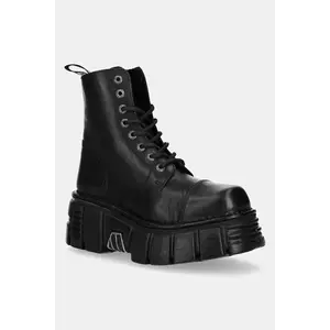 New Rock ghete de piele Crust Negro, Tower Negro + Lateral culoarea negru, cu platforma, M-NEWMILI083-S39 imagine