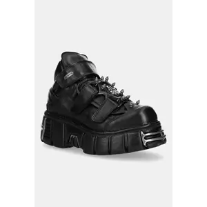 New Rock sneakers din piele NOMADA NEGRO, TOWER NEGRO ACERO culoarea negru, M.285C.S1 imagine
