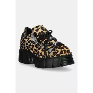 New Rock sneakers din piele întoarsă Pelo Leopardo Cuero M Tower Negro Lateral culoarea maro, M-120N-C54 imagine