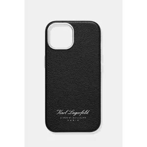 Karl Lagerfeld carcasă de telefon iPhone 15 culoarea negru, KLHCP15SPGWCMKHK imagine