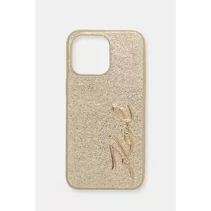 Karl Lagerfeld carcasă de telefon iPhone 15 Pro Max culoarea auriu, KLHCP15XPFMFBKMD imagine