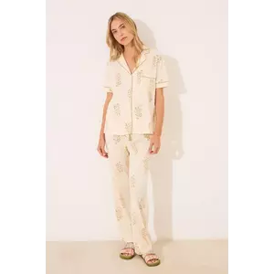 women'secret pijamale de bumbac culoarea bej, bumbac, 3139884 imagine