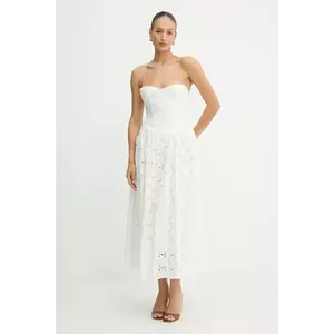 Bardot rochie din bumbac culoarea alb, maxi, evazati, 59786DB2 imagine
