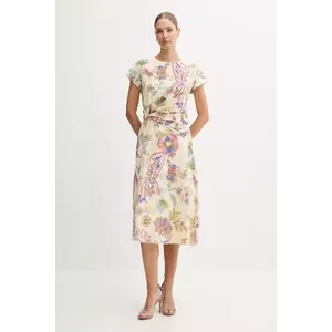 Pedro del Hierro rochie din bumbac culoarea bej, midi, evazati, 3819818 imagine