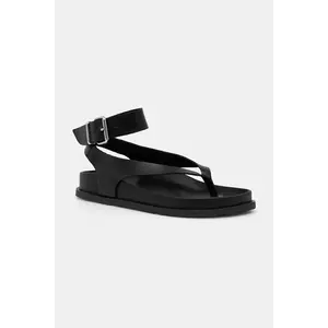 Tommy Jeans sandale de piele TJW ANKLE STRAP SANDAL culoarea negru, EN0EN02873 imagine