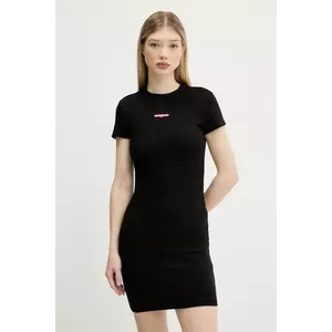 Tommy Jeans rochie culoarea negru, mini, mulata, DW0DW21186 imagine