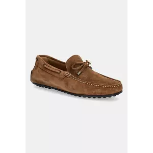 Hackett London mocasini din piele întoarsă DRIVER LACE culoarea maro, HMS21484 imagine