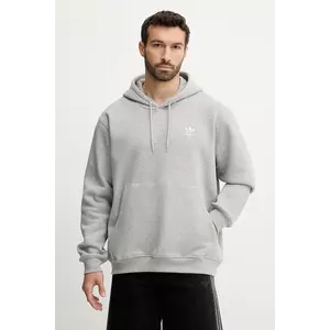 adidas Originals bluză Essential culoarea gri, cu glugă, cu imprimeu, JV6057 imagine