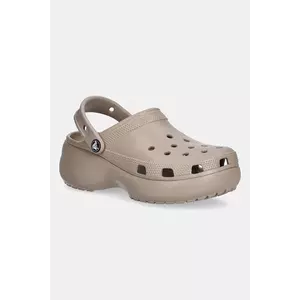 Crocs papuci Classic Platform Clog culoarea maro, cu platforma, 206750 imagine