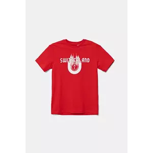 adidas Performance tricou de bumbac pentru copii SWITZERLAND culoarea rosu, cu imprimeu, JZ9002 imagine