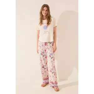 women'secret pantaloni de pijama culoarea alb, 3709675 imagine
