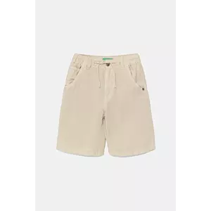 United Colors of Benetton pantaloni scurți din amestec de in pentru copii culoarea bej, talie reglabilă, 41DAC9043 imagine