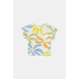 United Colors of Benetton tricou din bumbac pentru bebeluși culoarea bej, cu imprimeu, 3O7SA106E imagine