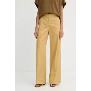 Sisley pantaloni culoarea verde, lat, high waist, 4ED4LE03G imagine