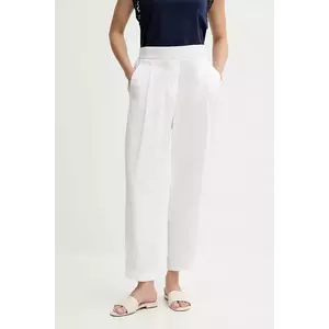 United Colors of Benetton pantaloni culoarea alb, lat, high waist, 4T91DF08L imagine