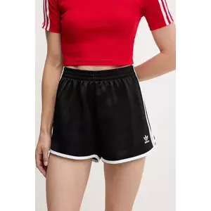 adidas Originals pantaloni scurți 3S SPRINTER culoarea negru, cu imprimeu, high waist, JD3119 imagine