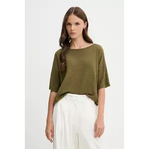 Sisley tricou din amestec de in culoarea verde, 105GM106H imagine