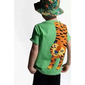 Coccodrillo tricou din bumbac culoarea verde, cu imprimeu, TROPICAL STORY BOY KIDS imagine