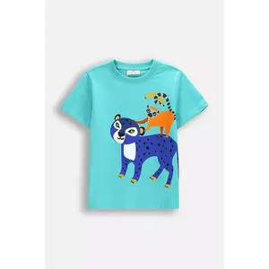 Coccodrillo tricou din bumbac culoarea turcoaz, cu imprimeu, TROPICAL STORY BOY KIDS imagine