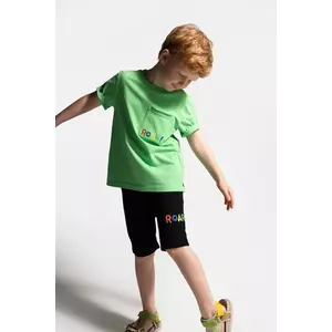 Coccodrillo pantaloni scurți din bumbac culoarea negru, talie reglabilă, TROPICAL STORY BOY KIDS imagine