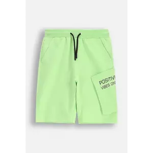 Coccodrillo pantaloni scurți din bumbac pentru copii culoarea verde, talie reglabilă, EVERYDAY BOY imagine