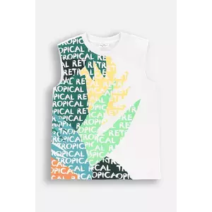 Coccodrillo tricou din bumbac culoarea alb, cu imprimeu, TROPICAL STORY BOY JUNIOR imagine
