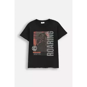 Coccodrillo tricou din bumbac culoarea negru, cu imprimeu, WILD SAFARI BOY JUNIOR imagine