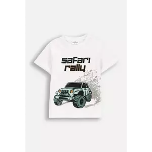 Coccodrillo tricou din bumbac culoarea alb, cu imprimeu, WILD SAFARI BOY KIDS imagine