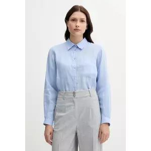 Sisley cămașă de in culoarea bej, cu guler clasic, relaxed, 5BMLLQ06S imagine