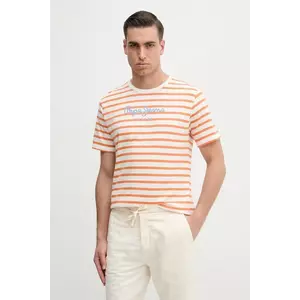 Pepe Jeans tricou din bumbac barbati, culoarea bej, modelator imagine