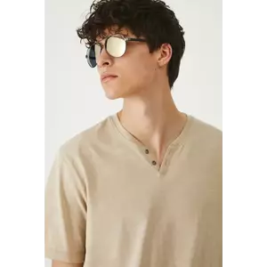 Medicine tricou din bumbac culoarea bej, neted imagine