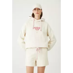 Medicine pantaloni scurți de trening culoarea bej, talie medie imagine