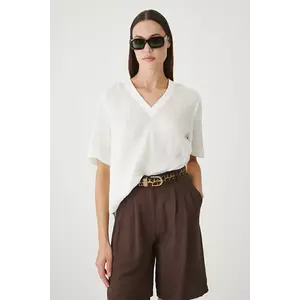 Medicine bluza din in culoarea alb, neted imagine