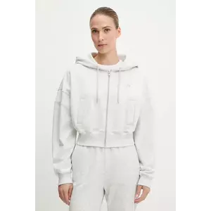 New Balance hanorac de bumbac culoarea gri, cu glugă, uni, WJ51506AHH imagine
