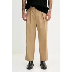 Fiorucci pantaloni Beige Logo Embroidered Chino Trousers culoarea verde, drept, M02SPBPA302CO01NA02 imagine